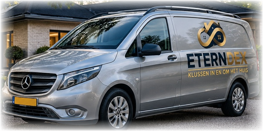 Mercedes Vito met Eterndex-huisstijl, volledig in beeld